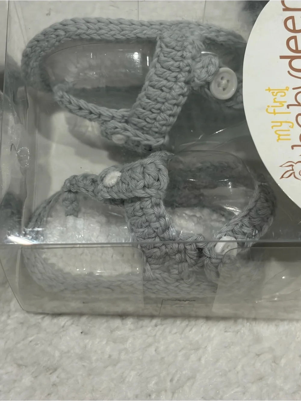 Baby Deer Light Gray Knit Mary Jane Baby Shoes